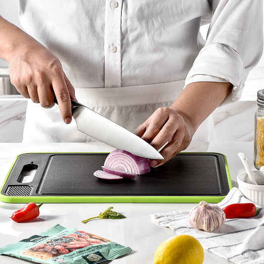 Two-Sided Defrost Cutting Board with Knife Sharpener