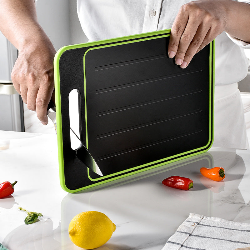 Two-Sided Defrost Cutting Board with Knife Sharpener