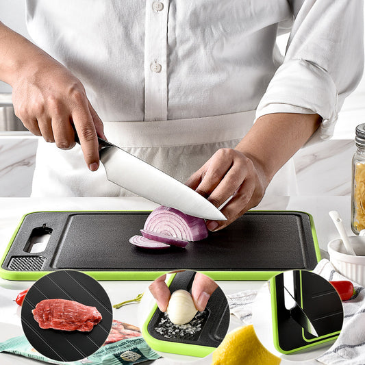Two-Sided Defrost Cutting Board with Knife Sharpener